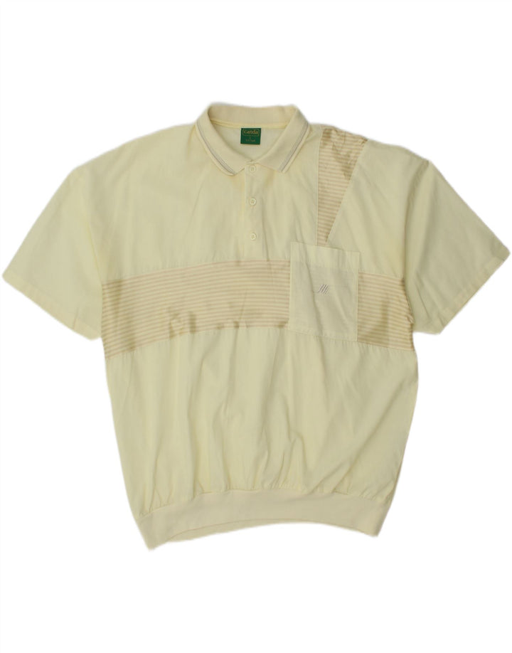 CANDA Camisa tipo jersey de manga corta para hombre IT 52/54 Large Yellow Stripes