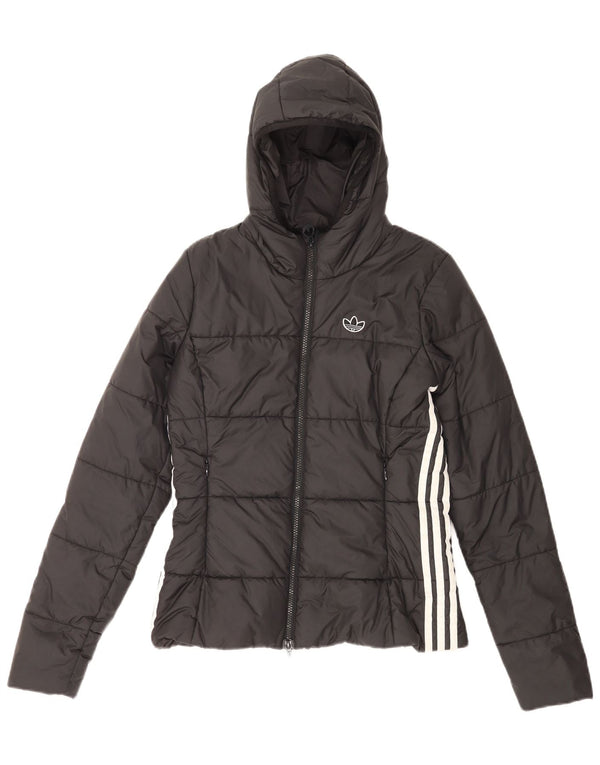 Adidas Chaqueta acolchada con capucha para mujer UK 8 Small Poliéster negro