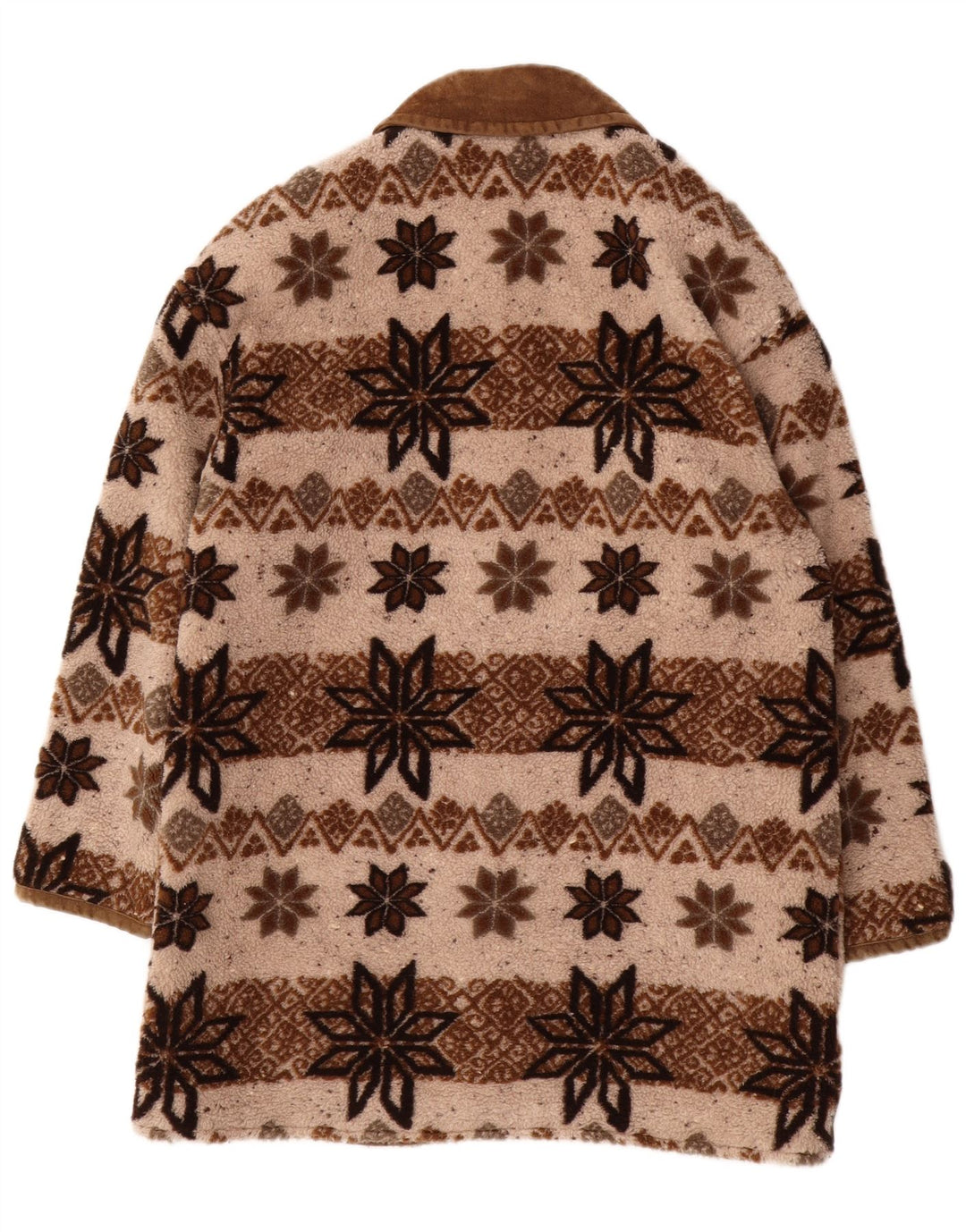 VINTAGE Abrigo cortavientos de gran tamaño para mujer Reino Unido 10 Pequeño Beige Fair Isle