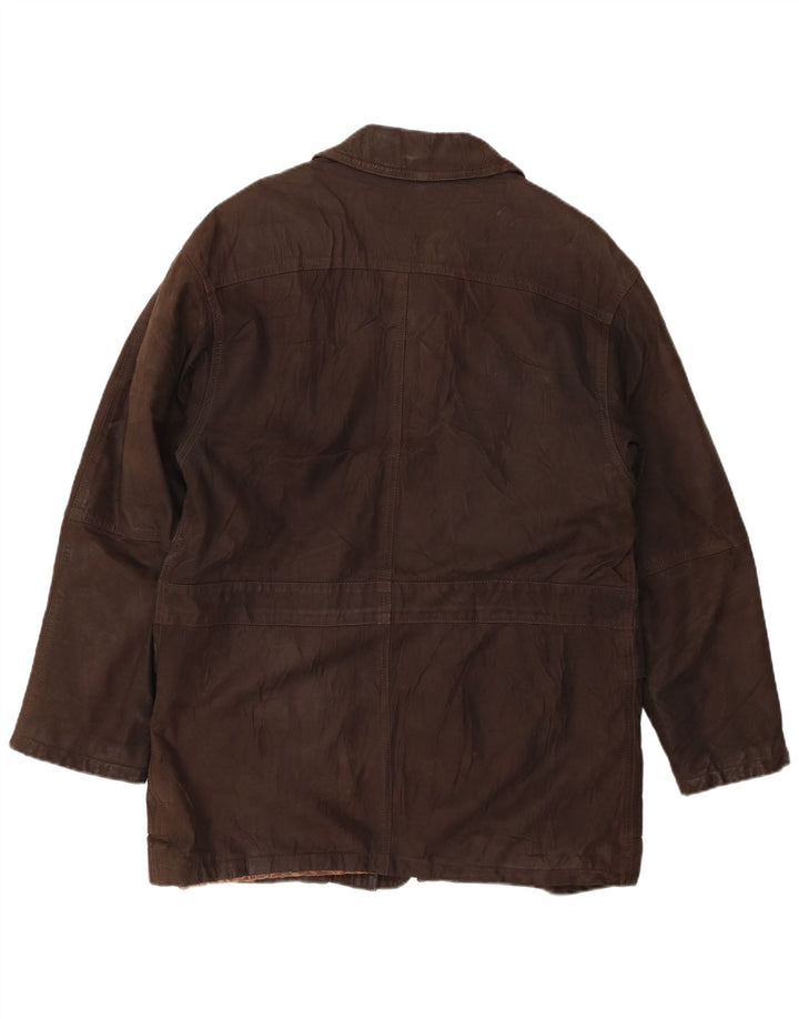 Suprema Chaqueta De Cuero Para Hombre IT 48 Cuero Marrón Medio