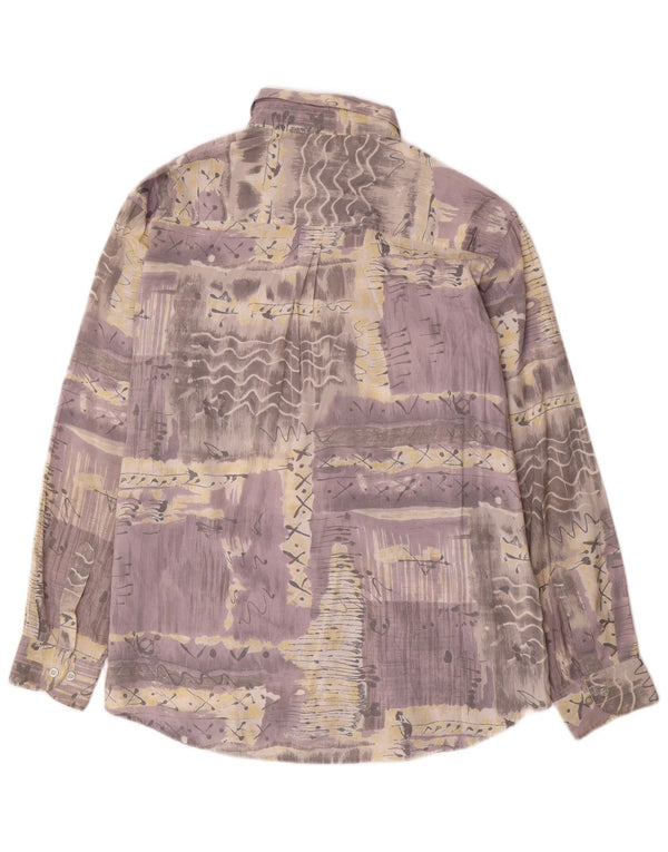 VINTAGE Camisa para hombre Tamaño 16 16 1/2 Viscosa patchwork gris grande