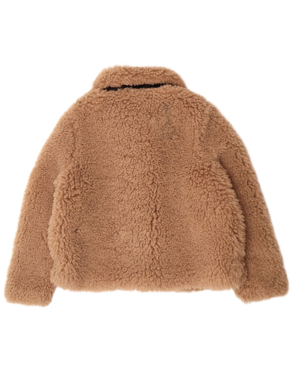 Zara Chaqueta de piel sintética extragrande con osito de peluche para mujer UK 46 Large Beige