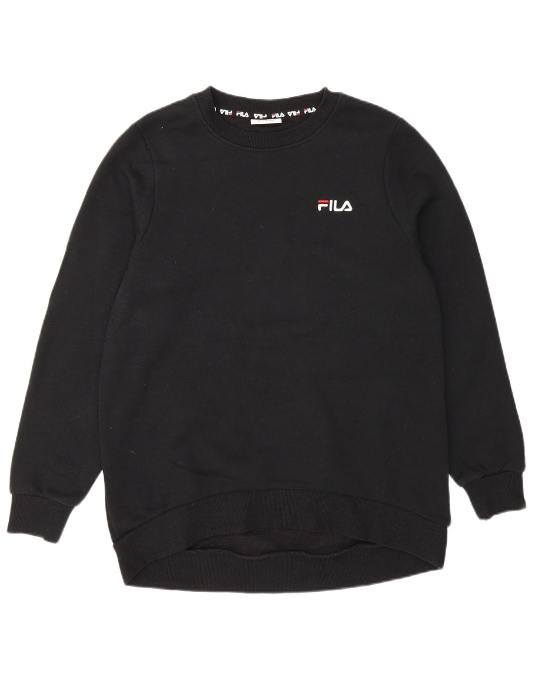 Fila Mujer Sudadera Jumper Reino Unido 10 Pequeño Algodón Negro