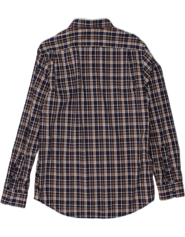 MICHAEL KORS Mens Classic Fit Shirt Medium Navy Blue Check Cotton Vintage Michael Kors and Second-Hand Michael Kors from Messina Hembry 