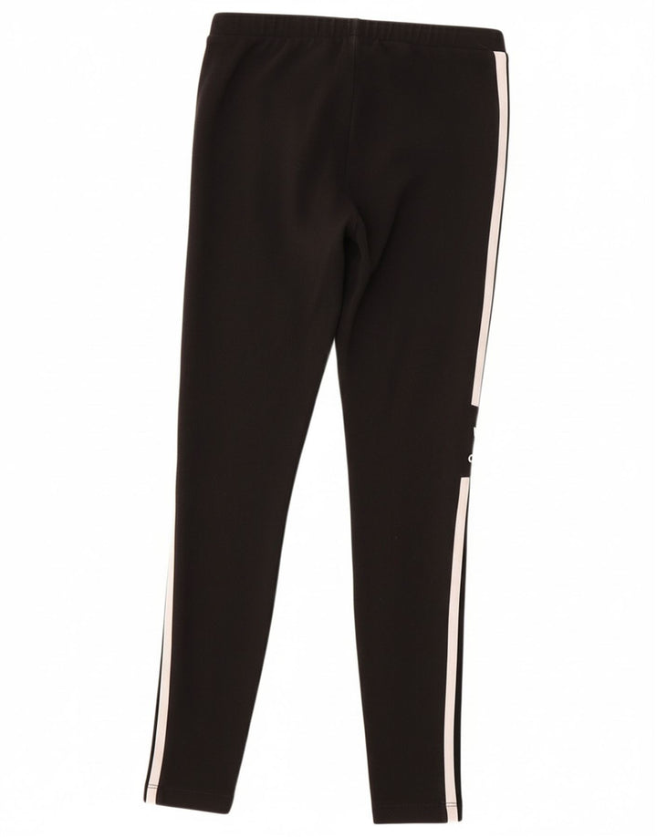 ADIDAS Womens Graphic Leggings UK 12 Medium  Black Cotton