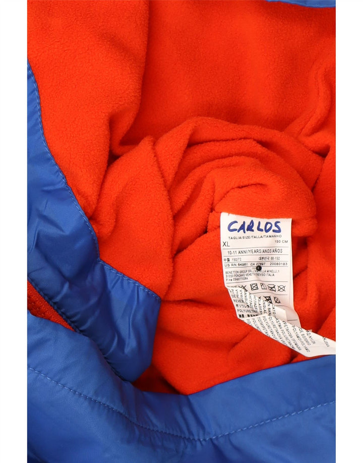 BENETTON Boys Hooded Windbreaker Jacket 10-11 Years XL Blue Polyamide Vintage Benetton and Second-Hand Benetton from Messina Hembry 