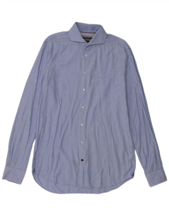 Camisa Tommy Hilfiger para hombre talla 41 16 algodón de pata de gallo azul grande