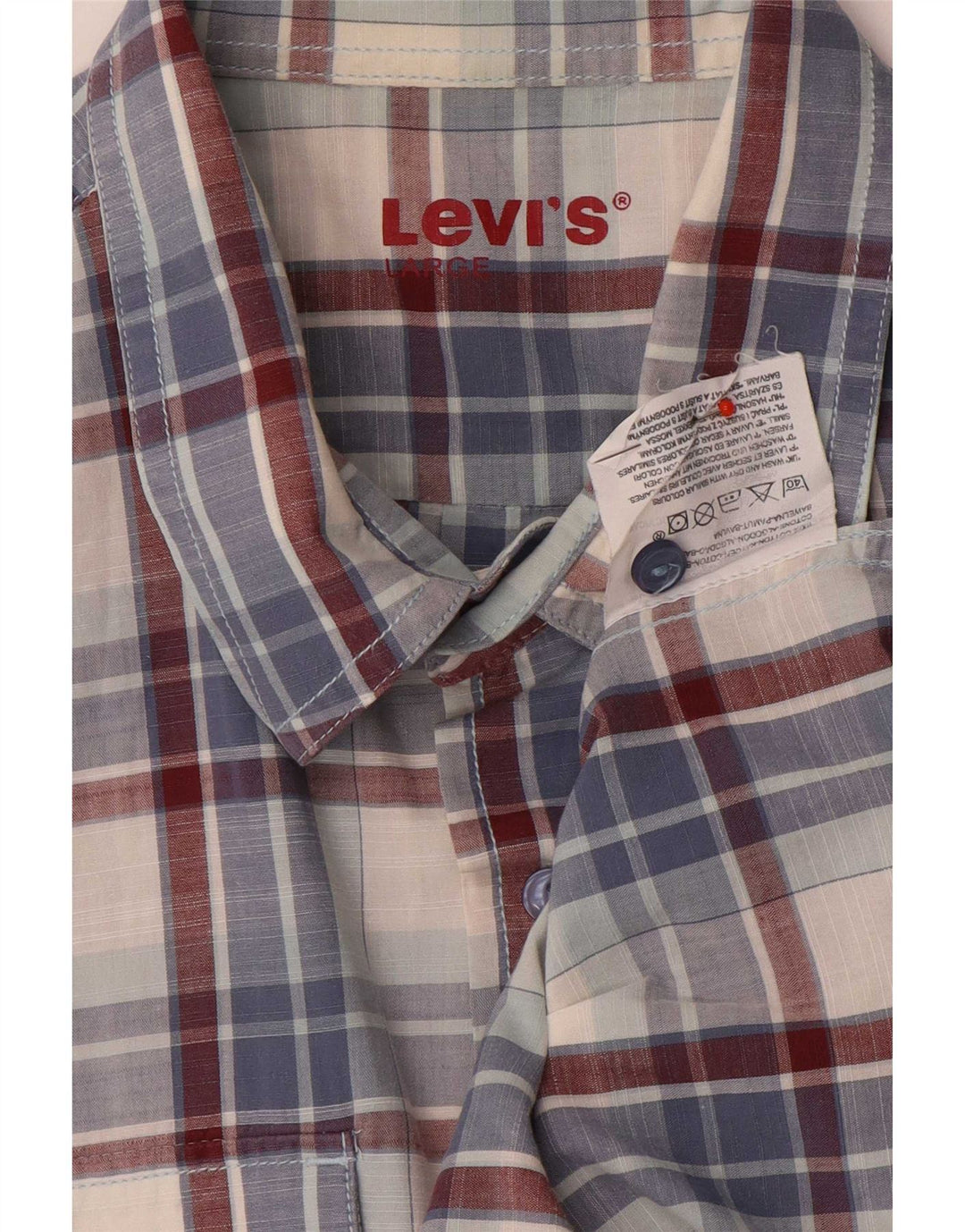 Levi's Hombre Camisa De Manga Corta De Algodón A Cuadros Azul Grande