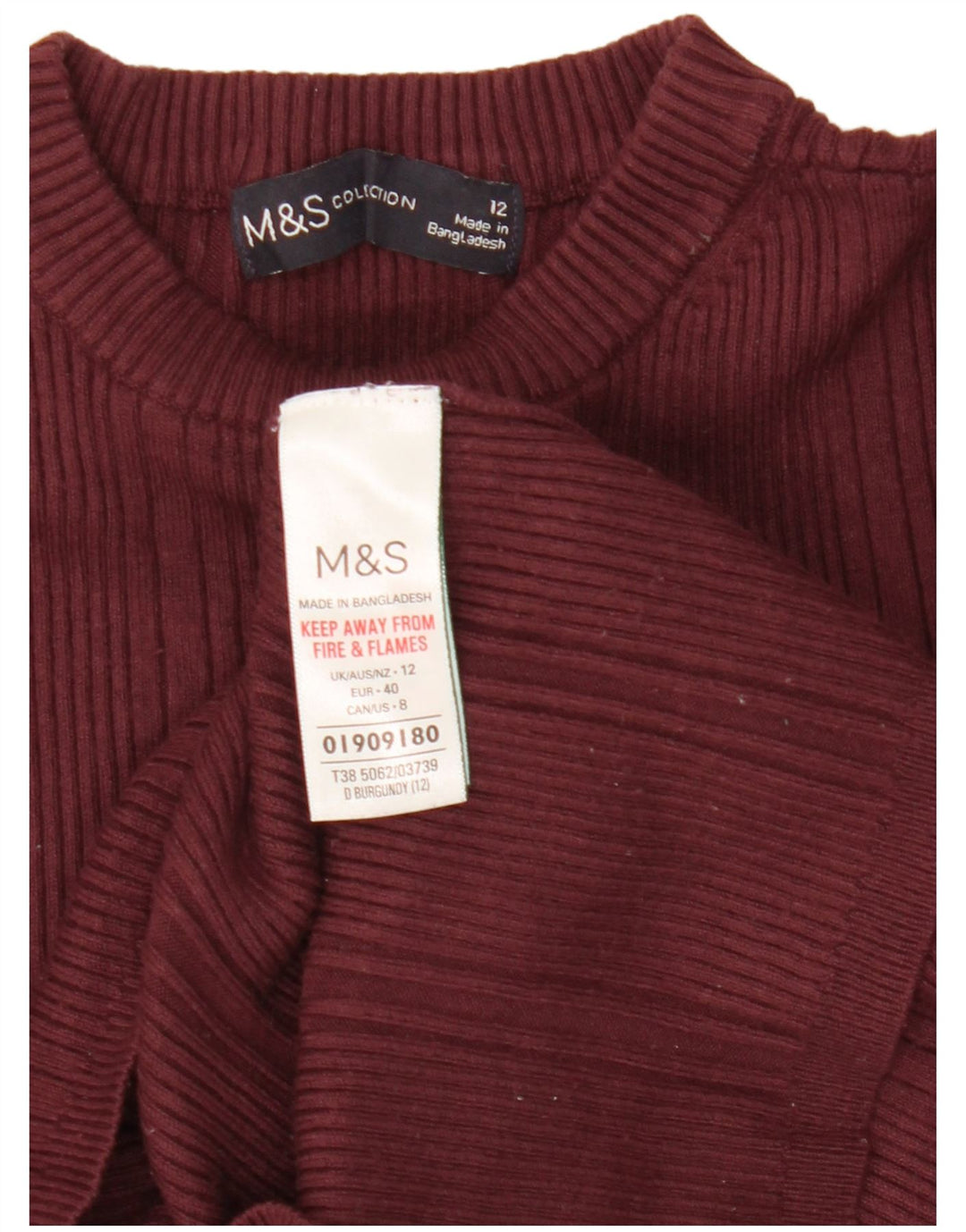 Marks & Spencer - Jersey de cuello redondo para mujer, talla 40, tamaño mediano, color burdeos