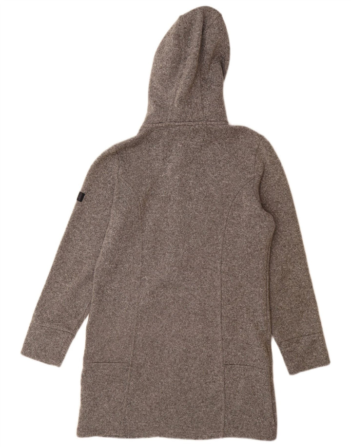 VINTAGE Mujer Longline Zip Sudadera con capucha Reino Unido 14 Poliéster gris medio