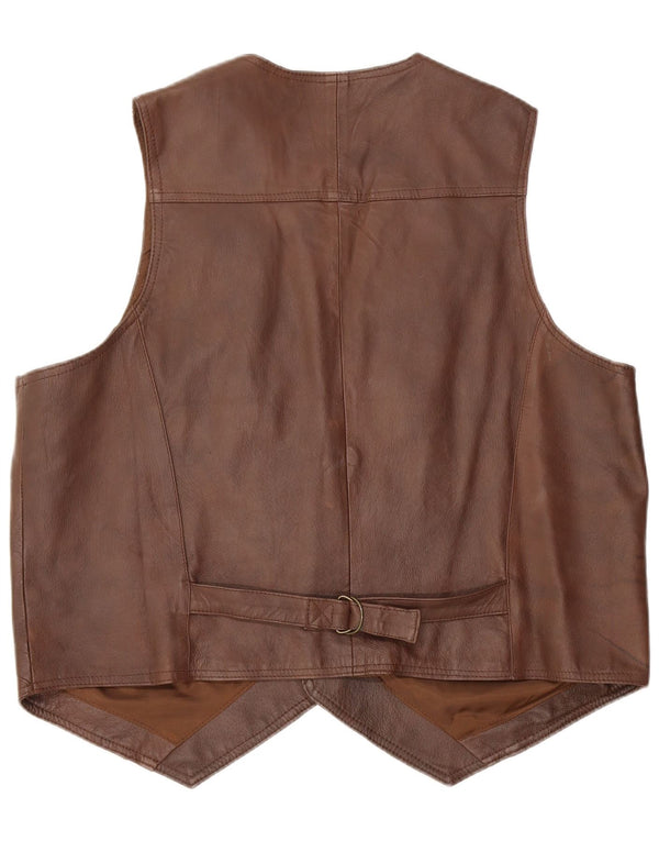 John F Gee Chaleco de cuero para hombre XL Marrón