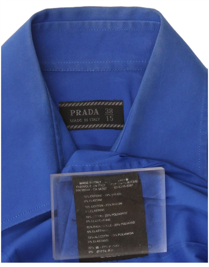 Camisa Prada Hombre Talla 38 15 Algodón Azul Medio