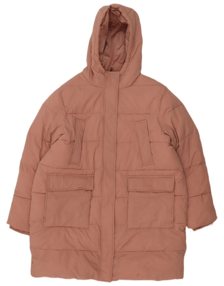 Marks & Spencer Abrigo acolchado extragrande con capucha para mujer UK 18 XL Poliéster rosa