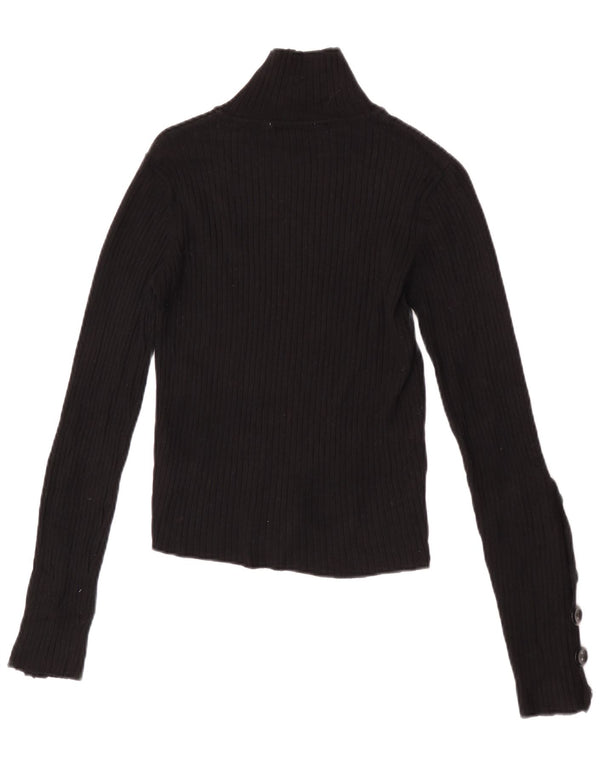 Zara Mujer Crop Top De Punto Manga Larga UK 44 Large Viscosa Negra