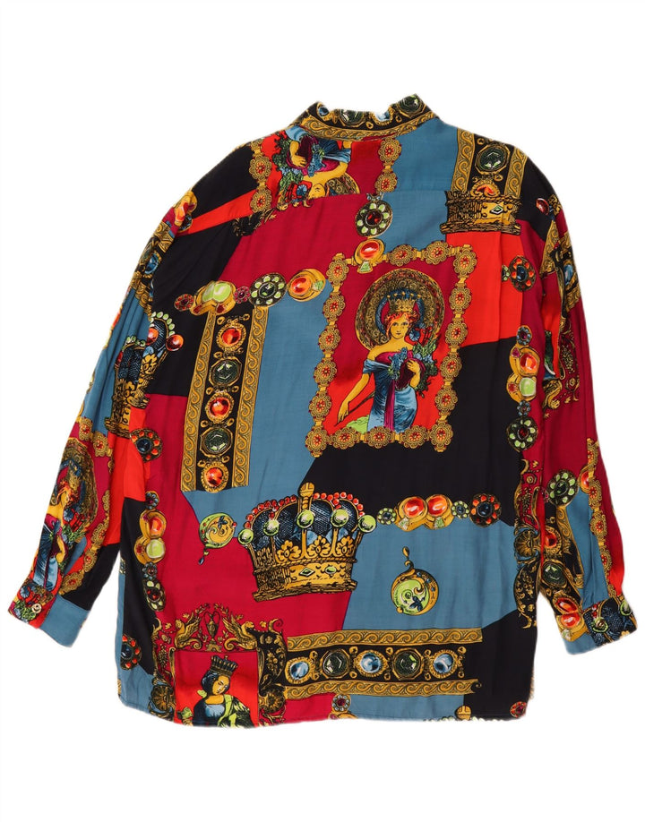 ARIA Blusa camisera con estampado abstracto para mujer UK 40 XL Multicolor