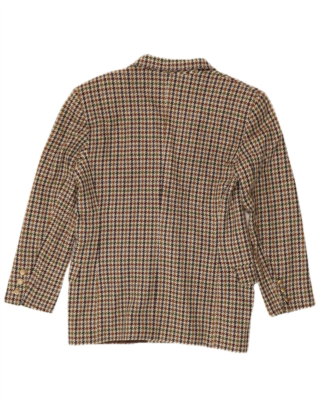 Vintage mujer doble pecho Blazer chaqueta US 10 grande marrón Houndstooth