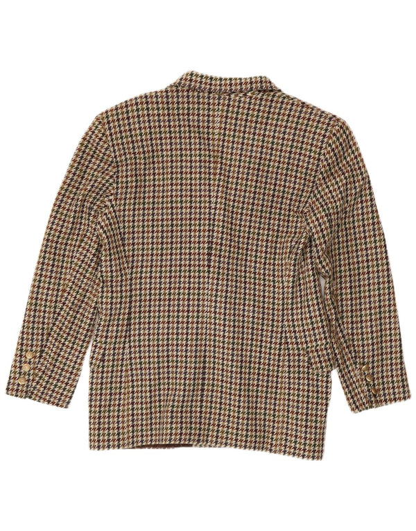 Vintage mujer doble pecho Blazer chaqueta US 10 grande marrón Houndstooth