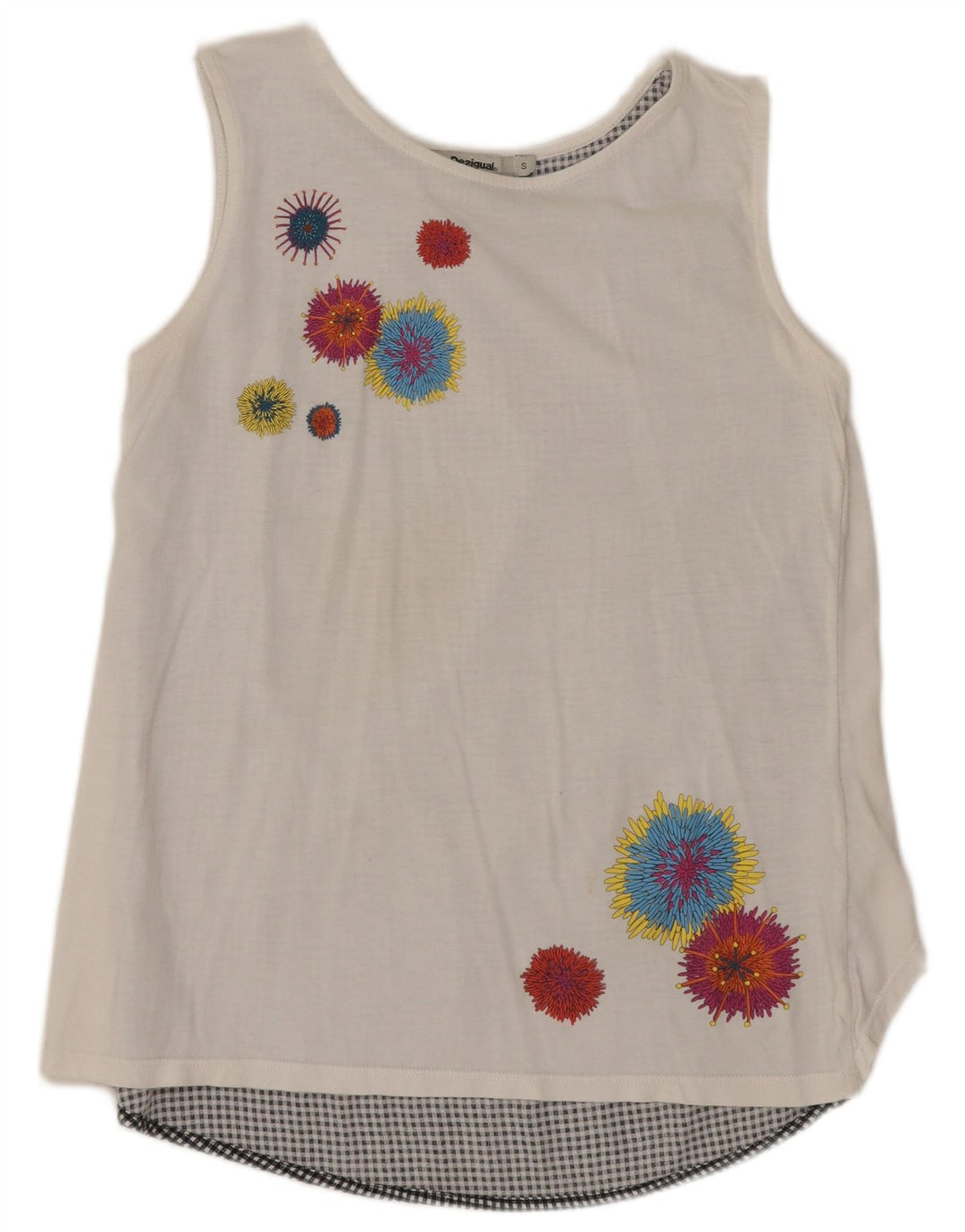 DESIGUAL Blusa sin mangas para mujer Top UK 10 Small White Floral