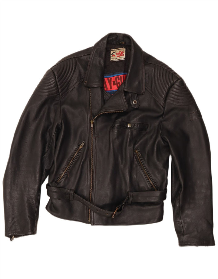 MQP Chaqueta de motociclista de cuero para hombre IT 52 XL Negro