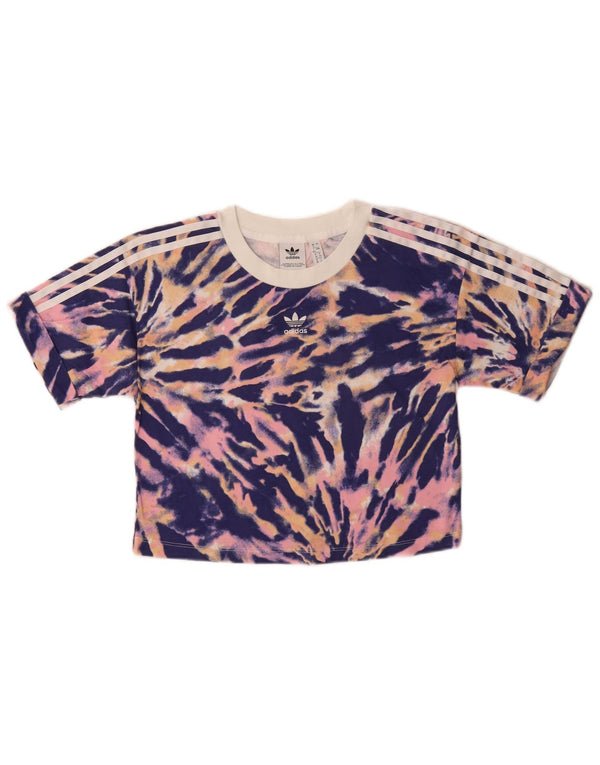 Adidas Camiseta corta gráfica para mujer UK 12 Medium Multicolor Tie Dye