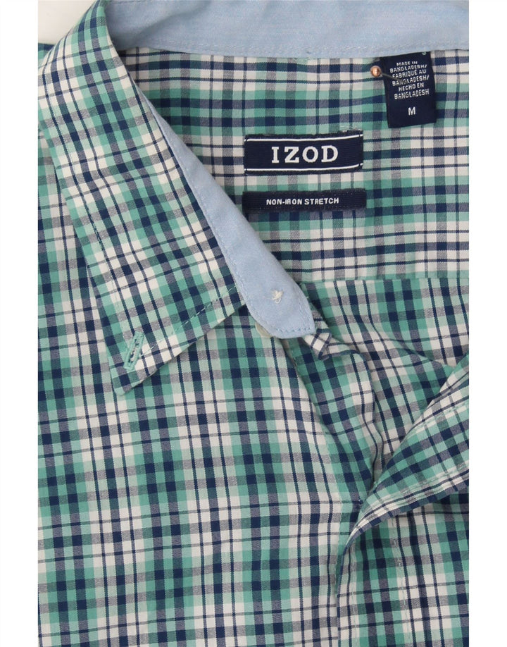 IZOD Mens Stretch Shirt Medium Turquoise Check Cotton Vintage Izod and Second-Hand Izod from Messina Hembry 