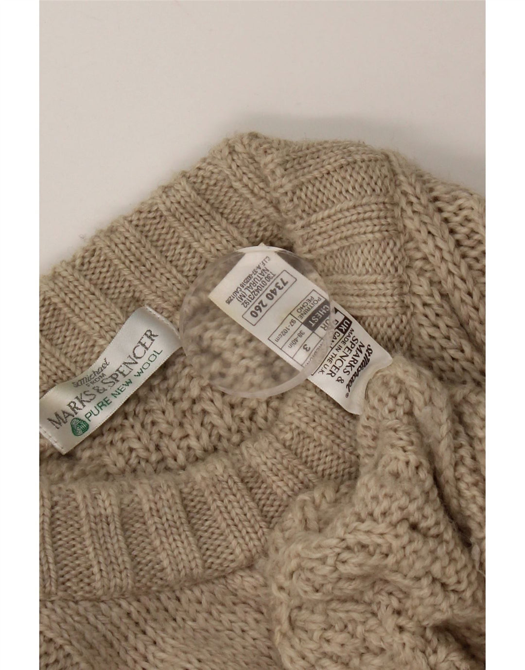 Marks & Spencer Jersey De Cuello Redondo Para Hombre De Lana Nueva Beige Medio