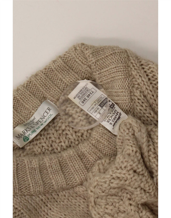 Marks & Spencer Jersey De Cuello Redondo Para Hombre De Lana Nueva Beige Medio