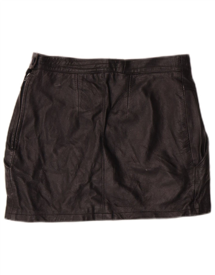 EMBASSY Falda de cuero de cintura alta para mujer IT 46 Large W26 Cuero negro