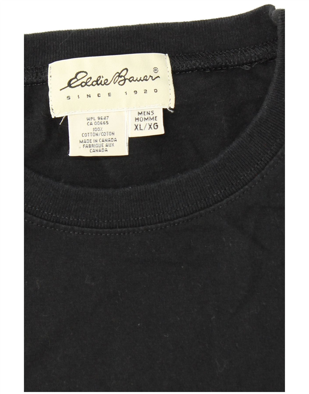 EDDIE BAUER Camiseta Hombre Top XL Algodón Negro