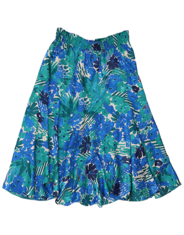 Vintage mujer falda acampanada W32 grande azul floral