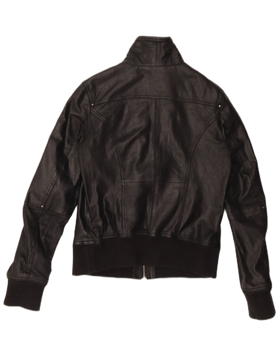 BERSHKA Chaqueta de cuero corta para mujer Reino Unido 44 Cuero negro grande