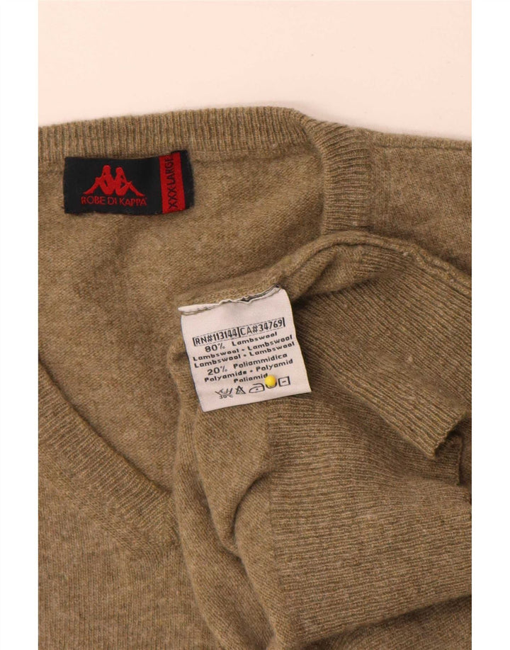 Kappa Jersey con cuello en V para hombre, talla 3XL, lana de cordero caqui