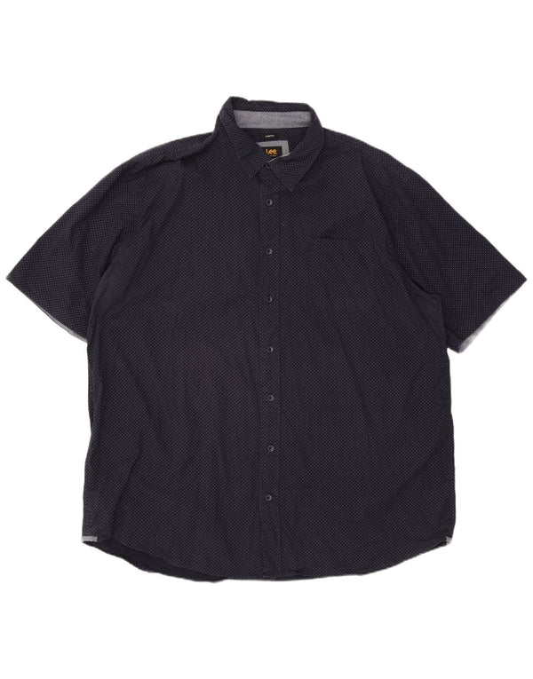 Lee Camisa alta de manga corta para hombre 3XL Algodón con lunares azul marino