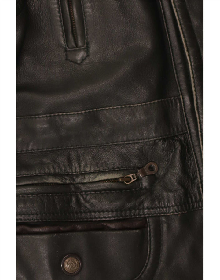 Shelter Bay Abrigo de cuero para hombre Reino Unido 38 Mediano Negro