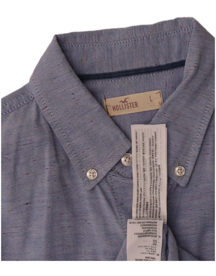 Camisa Hollister Hombre Algodón moteado azul grande