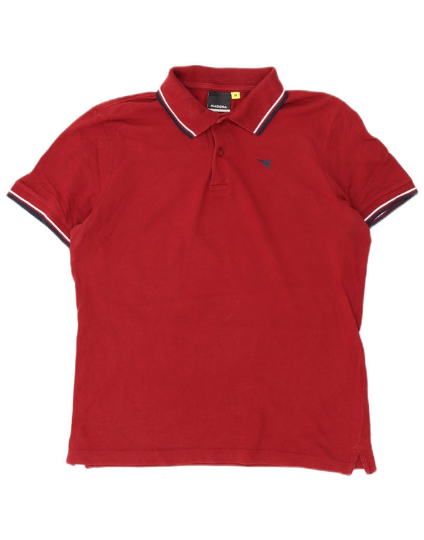 Diadora Polo De Algodón A Rayas Burdeos Medio Hombre