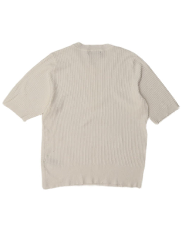 Marks & Spencer Blusa de manga corta para mujer UK 44 Viscosa blanca mediana