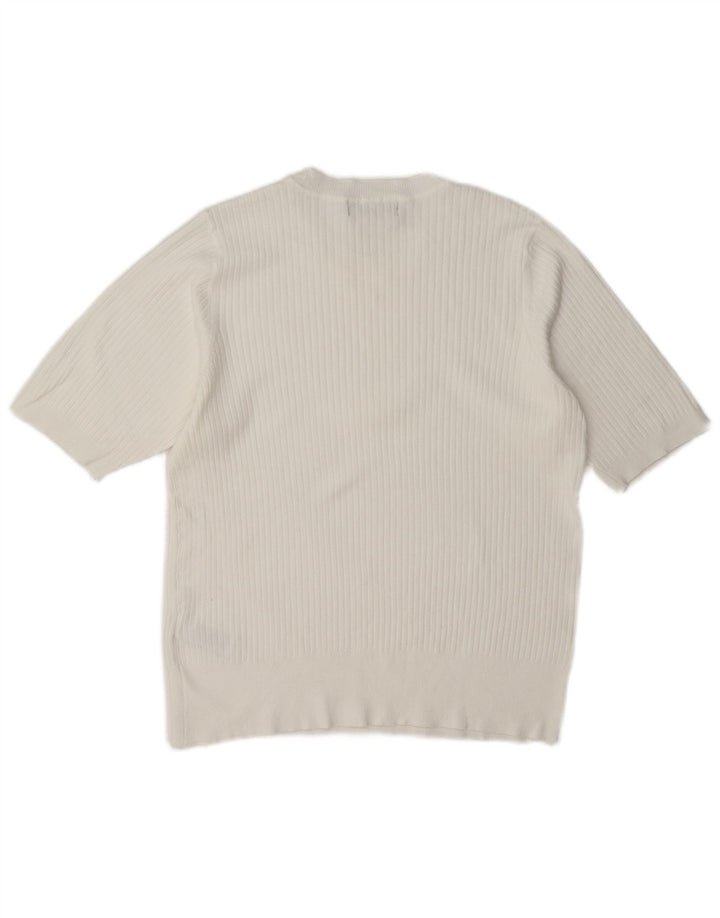 Marks & Spencer Blusa de manga corta para mujer UK 44 Viscosa blanca mediana
