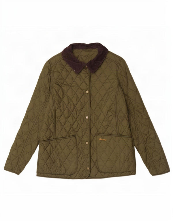 Barbour Chaqueta Acolchada Para Mujer UK 40 Grande Caqui Colorblock Poliamida