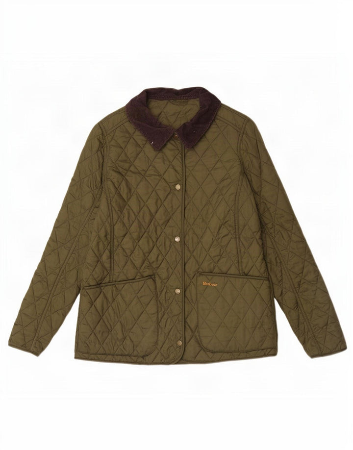 Barbour Chaqueta Acolchada Para Mujer UK 40 Grande Caqui Colorblock Poliamida