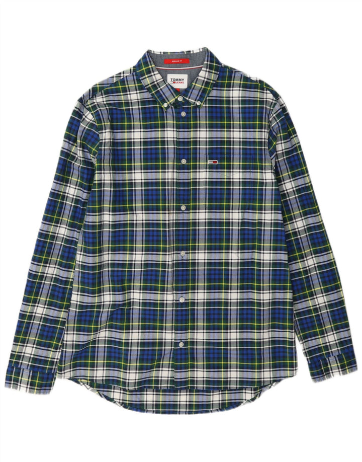 Tommy Hilfiger Camisa De Franela De Algodón A Cuadros Azul Grande | Hombre