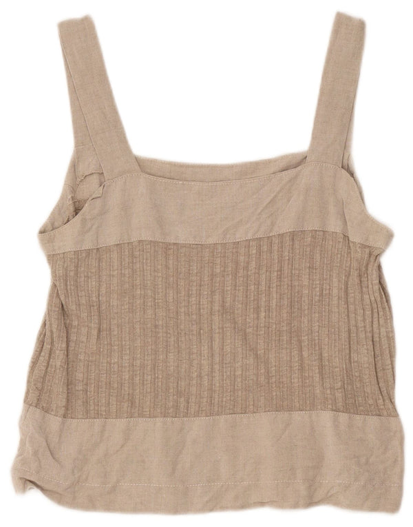 Vintage mujer crop Cami Top Reino Unido 8 pequeño bloque de color gris