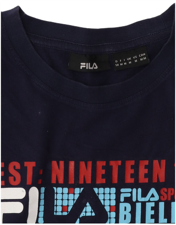 Fila Camiseta gráfica para hombre Top Medium Azul marino Algodón