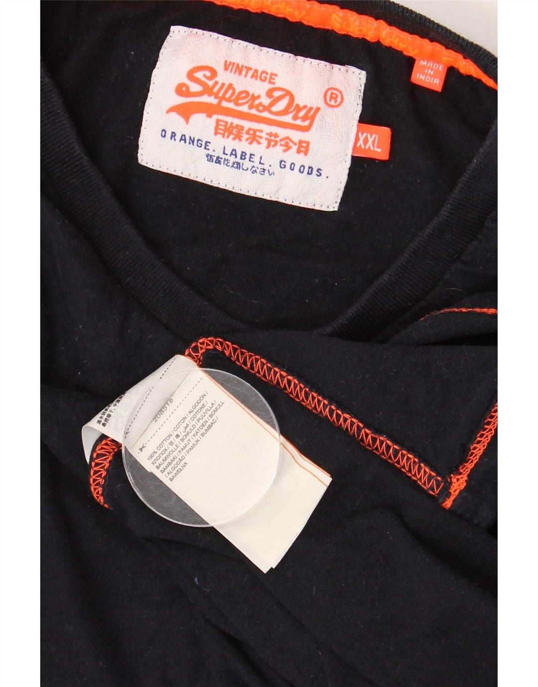 SUPERDRY Camiseta para hombre Top 2XL Algodón negro