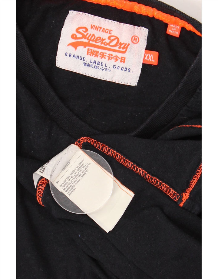 SUPERDRY Camiseta para hombre Top 2XL Algodón negro