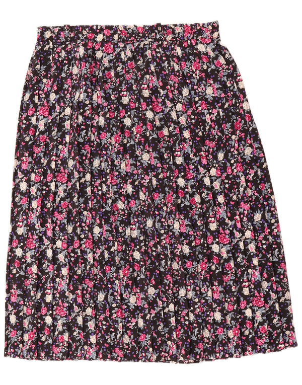 Vintage mujer falda plisada Reino Unido 16 grande W38 poliéster floral multicolor