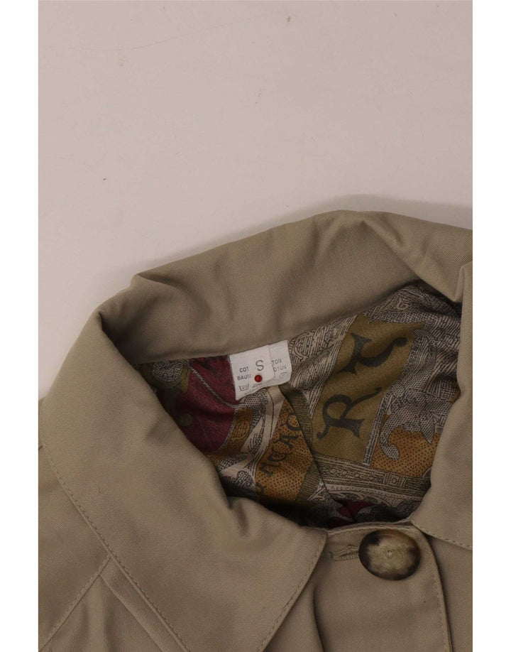 Vintage mujer oversize gabardina Reino Unido 10 pequeño algodón beige