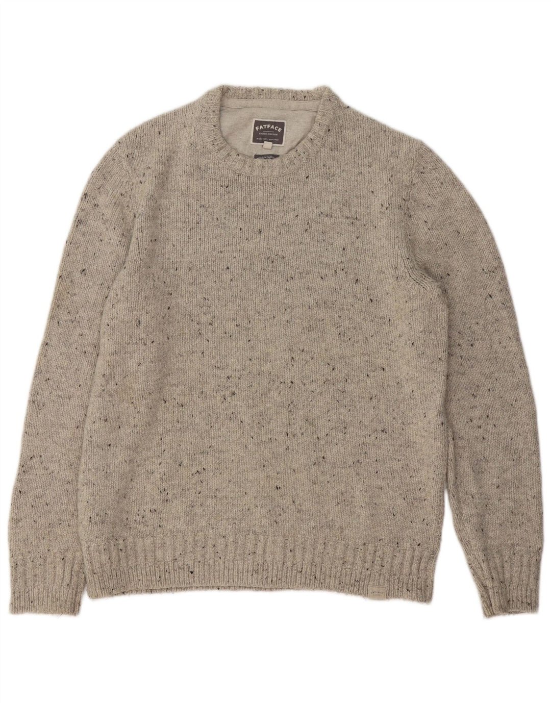Jersey de cuello redondo para hombre de Fat Face, talla grande, de lana moteada en gris