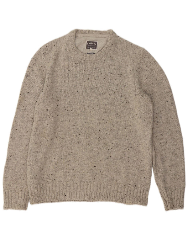 Jersey de cuello redondo para hombre de Fat Face, talla grande, de lana moteada en gris
