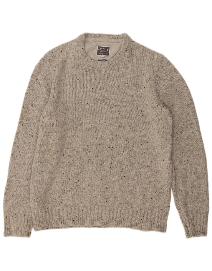 Jersey de cuello redondo para hombre de Fat Face, talla grande, de lana moteada en gris